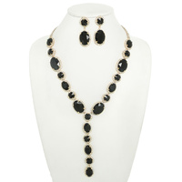 JEWELED LARIAT NECKLACE SET